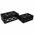H2H Set of 2 Wooden Lattice Box - Black - 4.75 x 8 x 12 in. H22844293